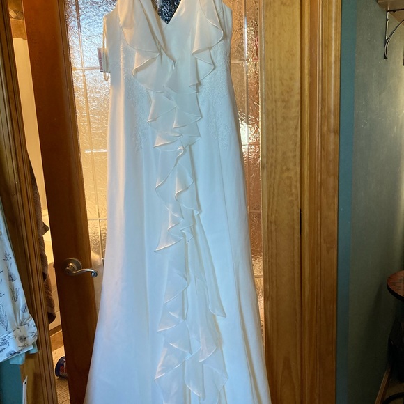 Galina Chiffon Ruffle Back Wedding Dress - Picture 3 of 10